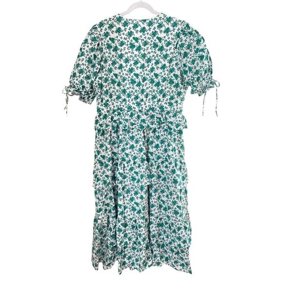 Tuckernuck Hyacinth House Green Floral Irenea Midi Dress Puff Sleeve Button Down - Picture 7 of 9